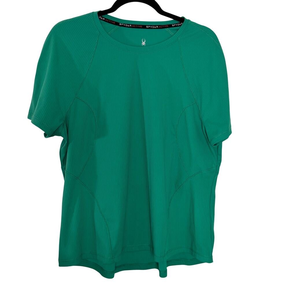 Spyder Active Women's‎ Ribbed Short Sleeve Top Size XL Compression Fit Green